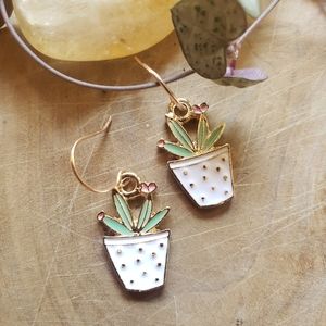 Handmade Japanese Kawaii House Plant Lady Earrings